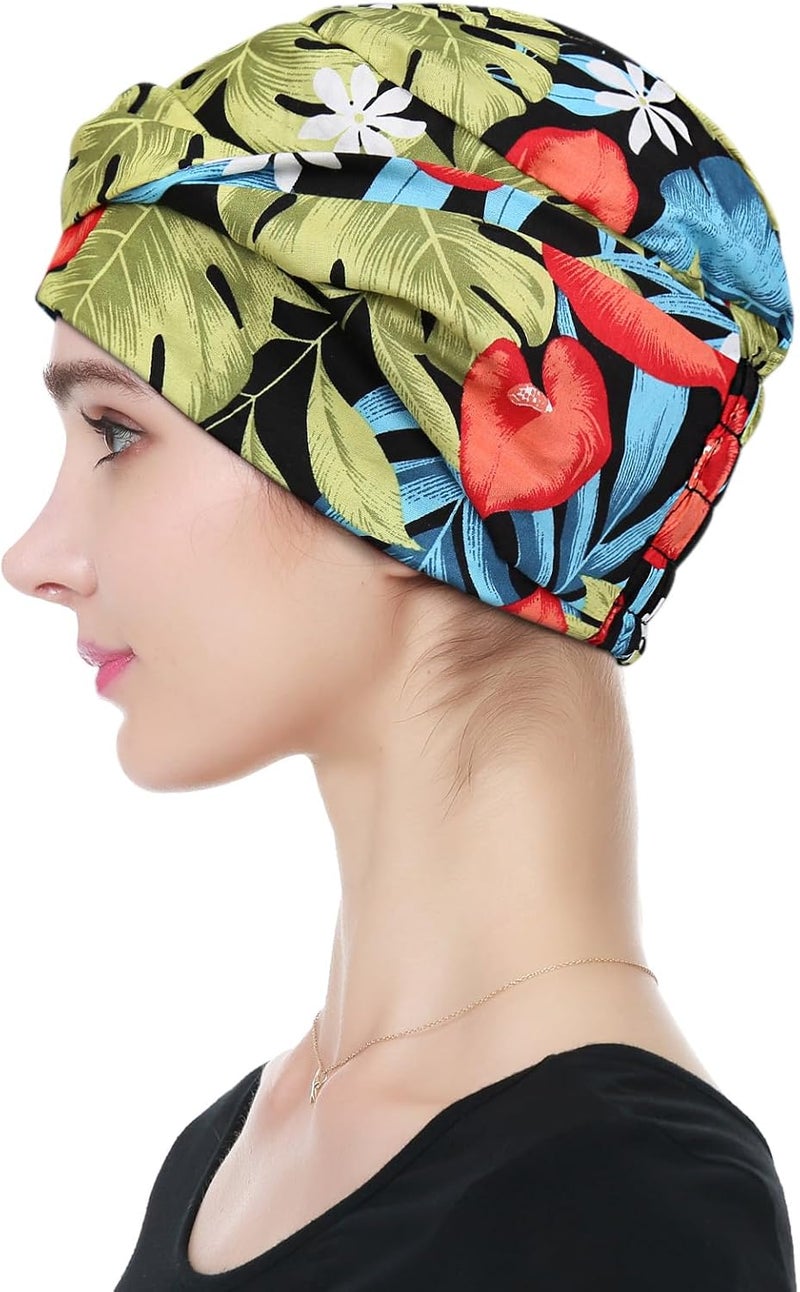 Alnorm 100% Cotton Fashion Headwear Chemo Caps with Stretchy Band for Hair Loss Women - Image 3